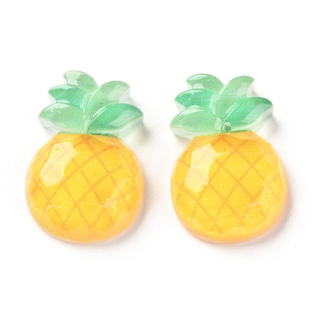 3599 100pcs Pineapple Shaped Resin Cabochons Yellow Fruit Embellishments